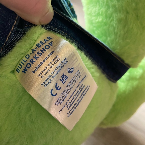 Build A Bear Frog with Overalls Spring Green 16" Stuffed Plush BAB Animal 2022 - Picture 6 of 8